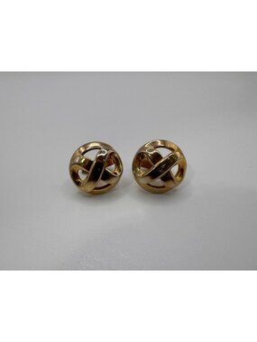 Foster Gold Tone Infinity Knot Cufflinks Vintage Signed Mid Century